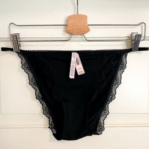 Never Worn! Black Satin String Bikini Panties